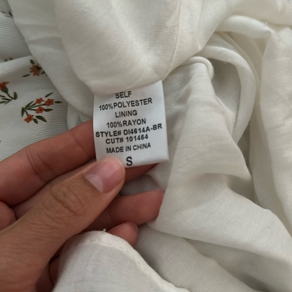 Breath Of Youth White Smocked Maxi Dress Dainty Cottage Core Floral Print Small - Picture 8 of 8